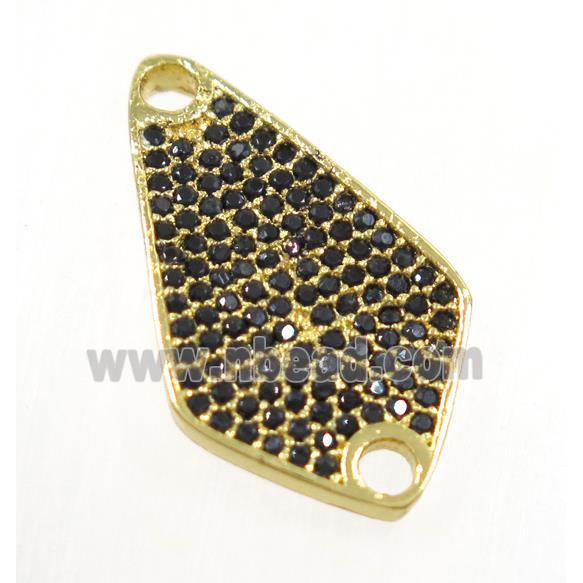 copper Scutum connector paved zircon, gold plated