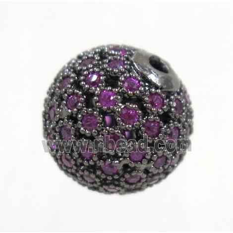 copper bead paved zircon, round, black