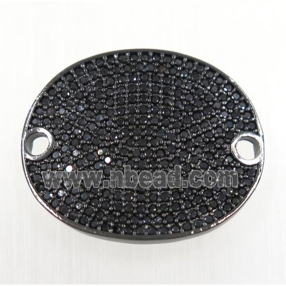 copper oval connector paved zircon, black plated