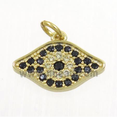 copper eye pendant paved zircon, gold plated