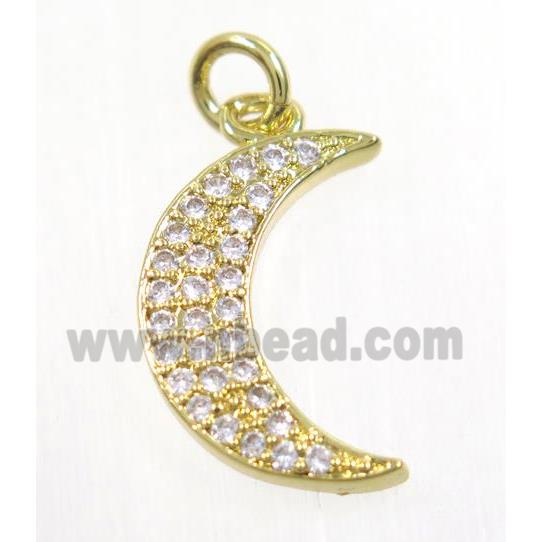 copper Moon pendant paved zircon, gold plated