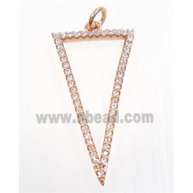 copper Triangle pendant paved zircon, rose gold