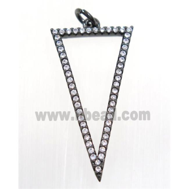 copper Triangle pendant paved zircon, black plated