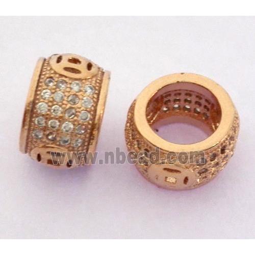 Copper bead paved zircon, rondelle, rose gold