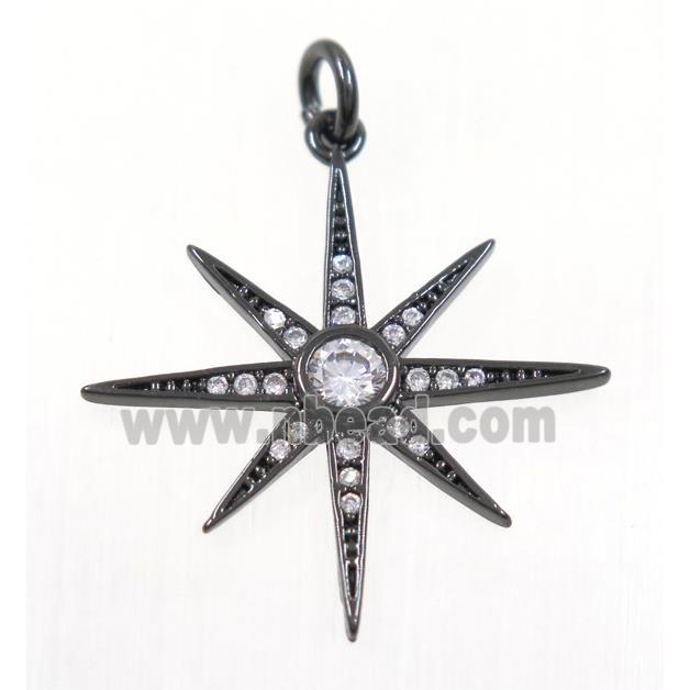 copper NorthStar pendant paved zircon, black plated