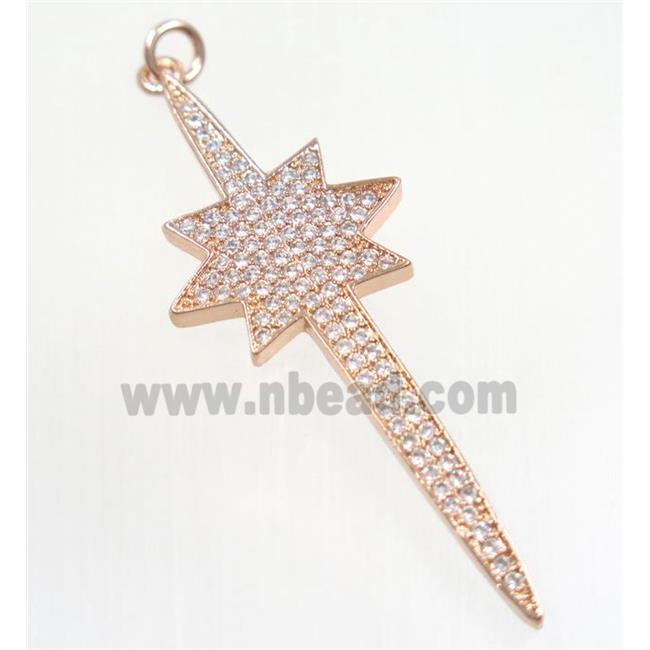 copper NorthStar pendant paved zircon, rose gold