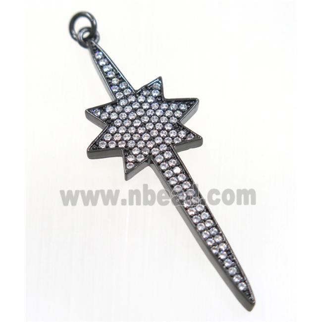 copper NorthStar pendant paved zircon, black plated