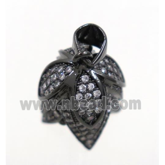 copper budflower pendant paved zircon, black plated