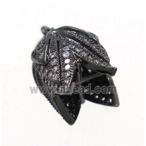 copper budflower pendant paved zircon, black plated