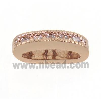 copper oval bead paved zircon with 2holes, rose gold
