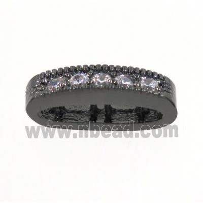 copper oval bead paved zircon with 2holes, black plated