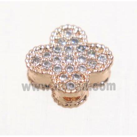 copper four-leaf Clover bead paved zircon, rose gold