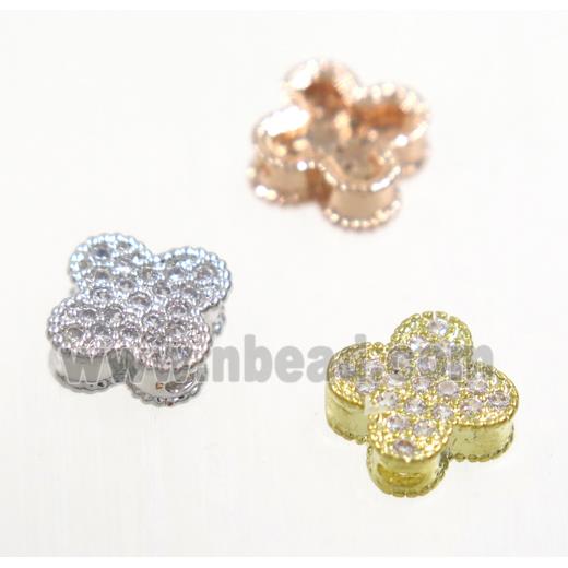 copper four-leaf Clover bead paved zircon, mix color