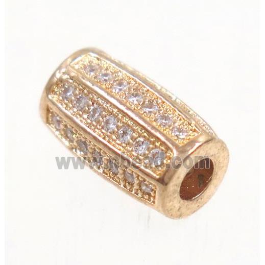 copper tube bead paved zircon, rose gold