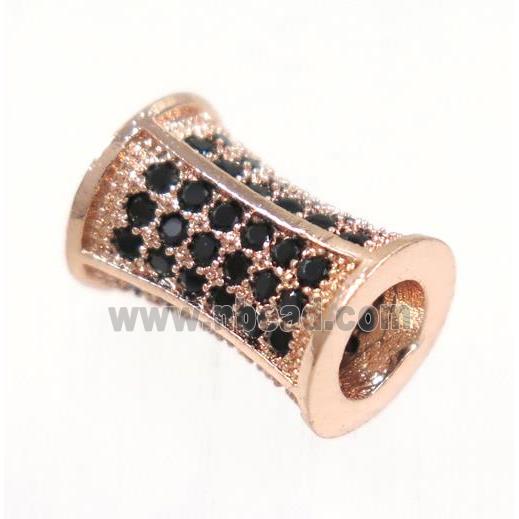 copper bamboo beads paved zircon, rose gold