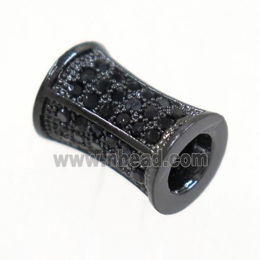 copper bamboo beads paved zircon, black plated