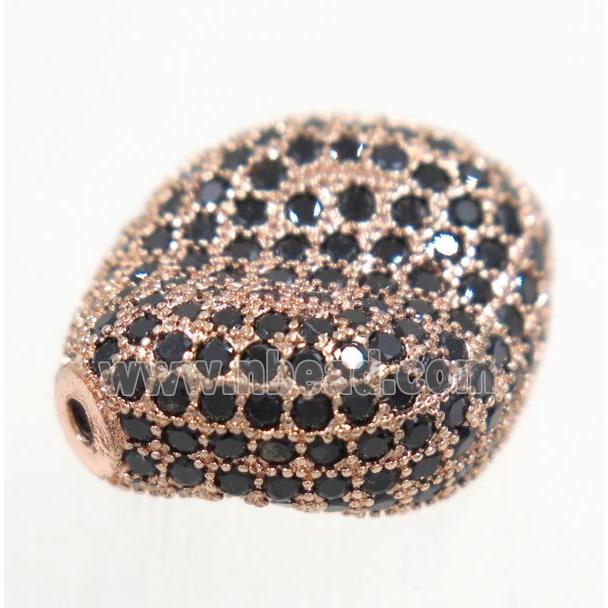 copper twist bead paved zircon, rose gold