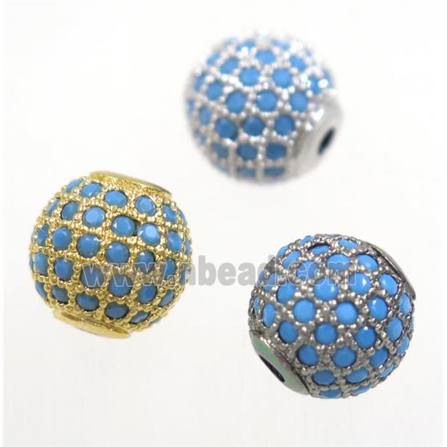 round copper beads paved zircon, mix color