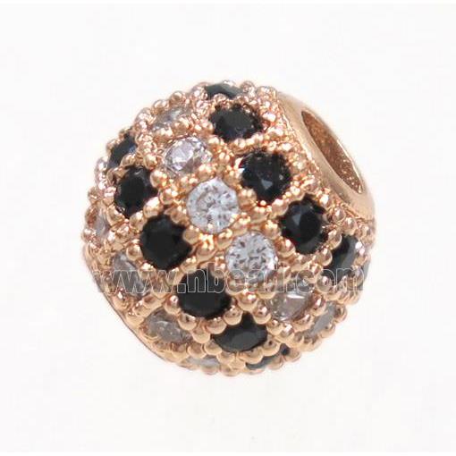 round copper bead paved zircon, rose gold