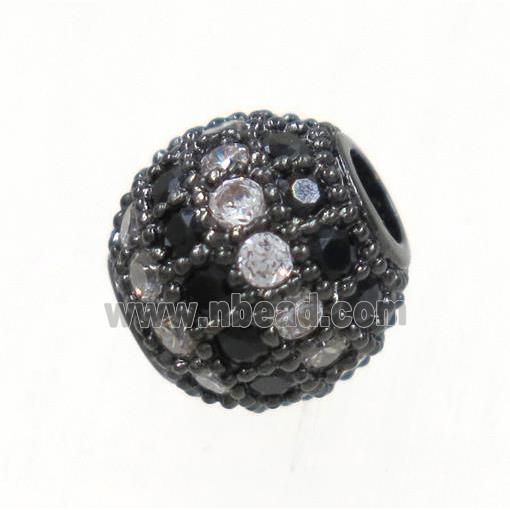 round copper bead paved zircon, black plated