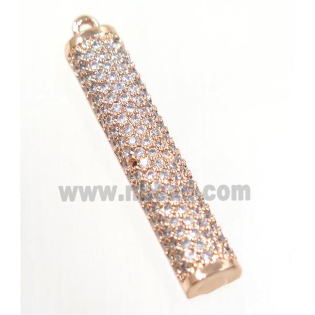 copper stick pendant paved zircon, rose gold
