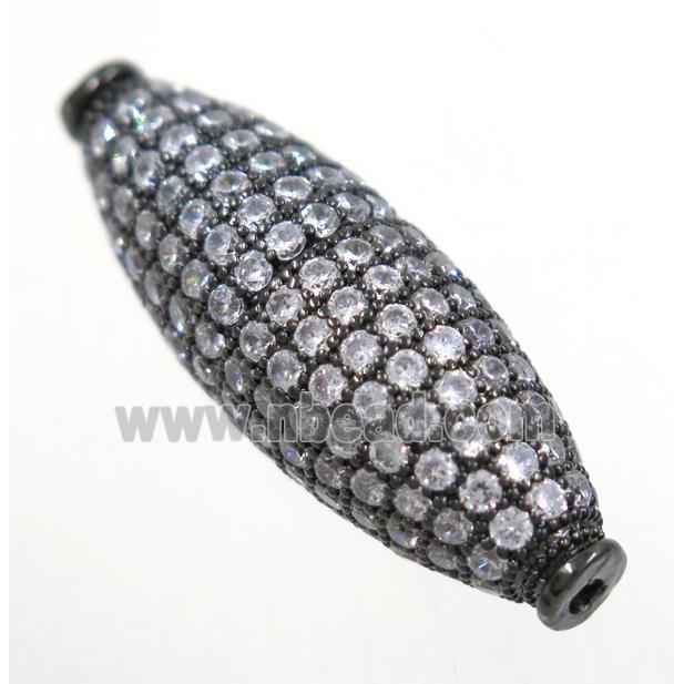 copper oval bead paved zircon, black plated