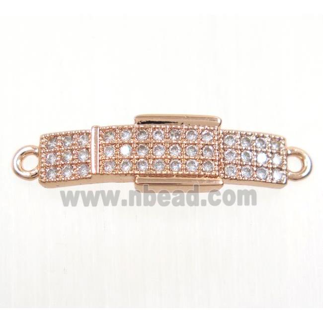 copper Buckle connector paved zircon, rose gold