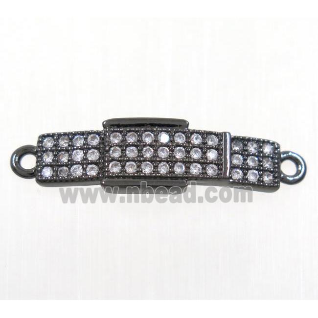 copper Buckle connector paved zircon, platinum plated