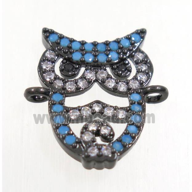 copper Owl connector paved zircon, black plated