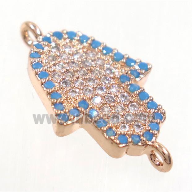 copper Hamsahand connector paved zircon, rose gold
