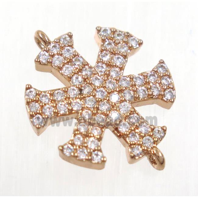 copper snowflake connector paved zircon, rose gold