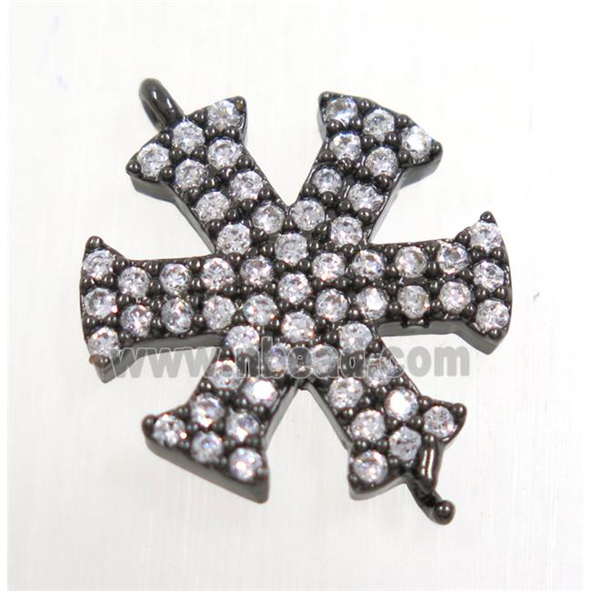 copper snowflake connector paved zircon, black plated
