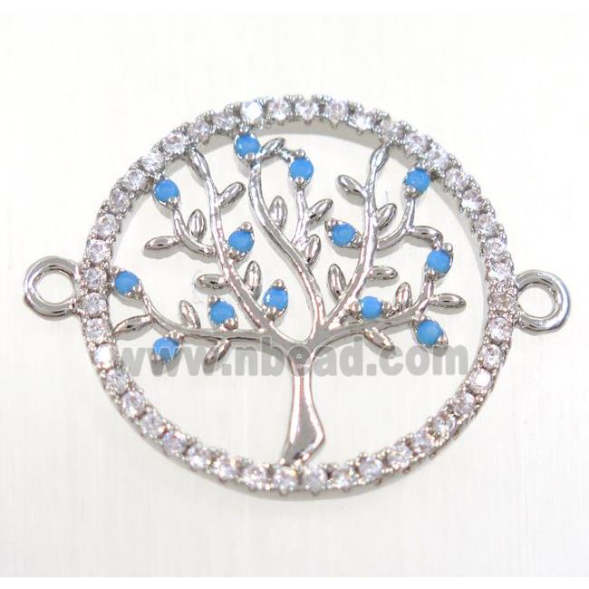 tree of life connector paved zircon, copper, platinum plated