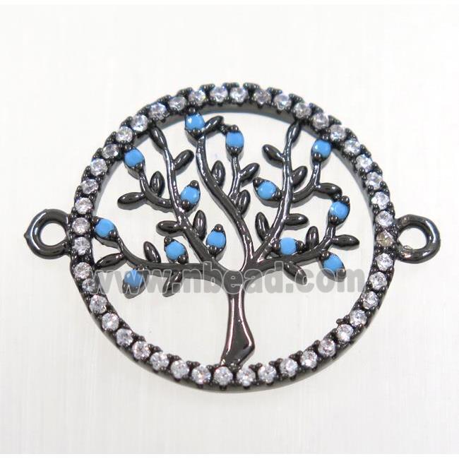 tree of life connector paved zircon, copper, black plated