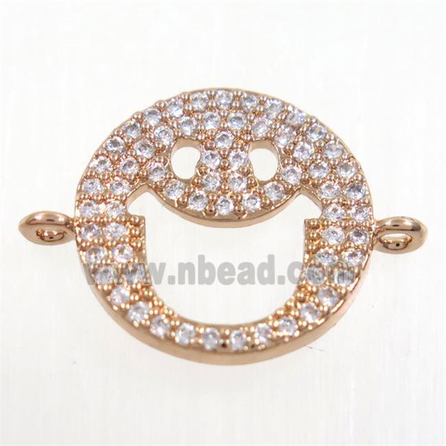 copper emoji face connector paved zircon, rose gold