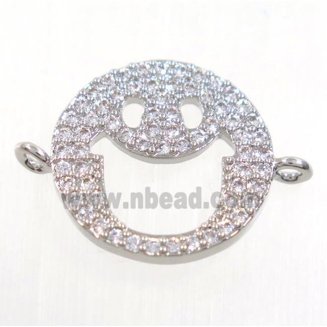 copper emoji face connector paved zircon, platinum plated