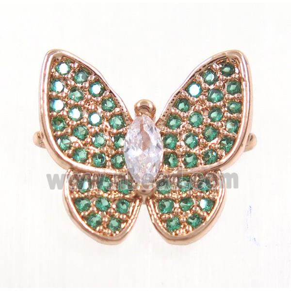 copper butterfly connector paved zircon, rose gold