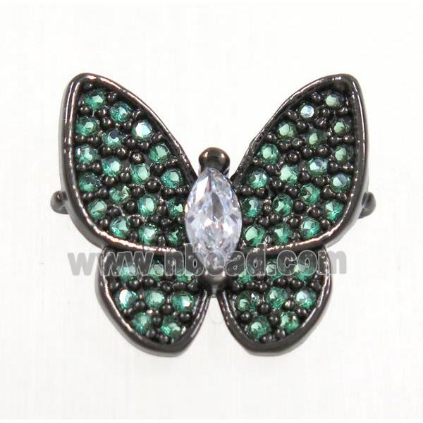 copper butterfly connector paved zircon, black plated