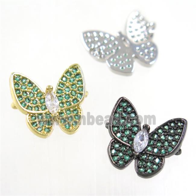 copper butterfly connector paved green zircon, mix color