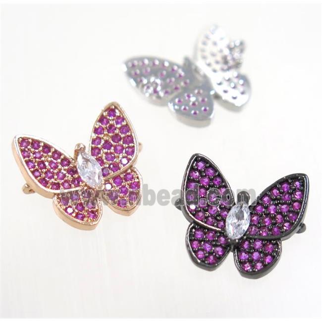 copper butterfly connector paved hotpink zircon, mix color