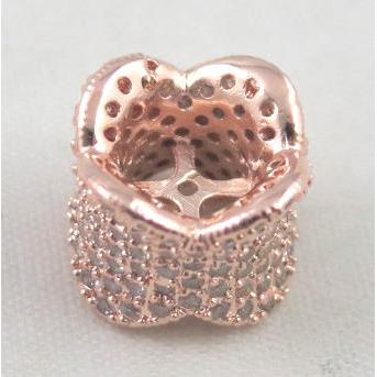 Zircon copper spacer bead, rose gold plated