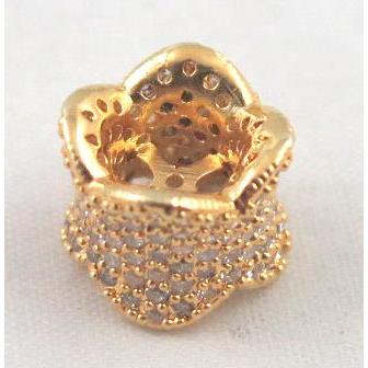 Zircon copper spacer bead, gold plated