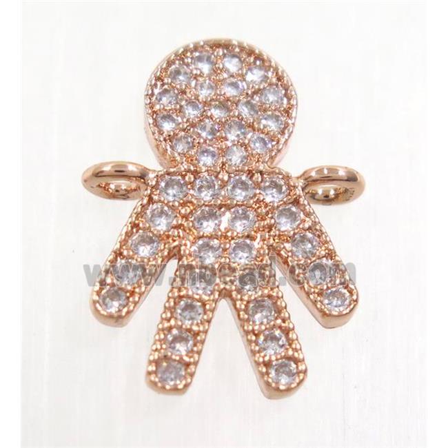 copper boy connector paved zircon, rose gold