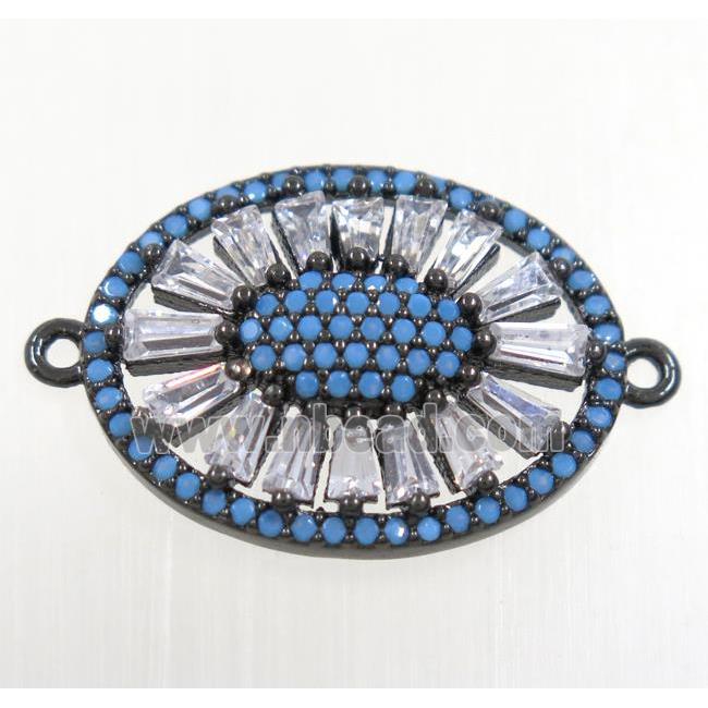 copper sunflower connector paved zircon, turq, black plated