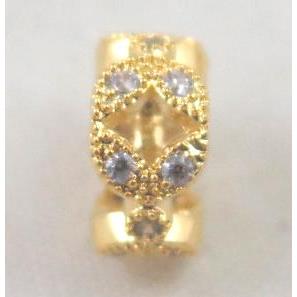 Zircon copper spacer bead, gold plated