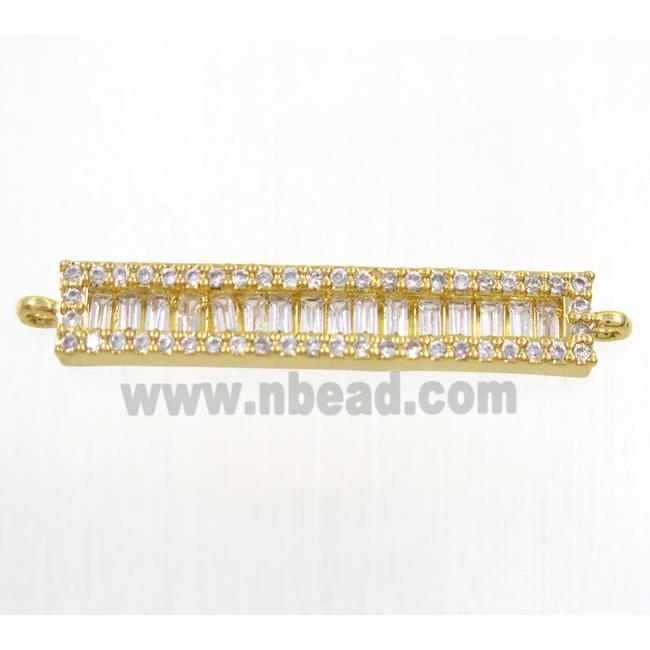 copper stick connector paved zircon, gold plated