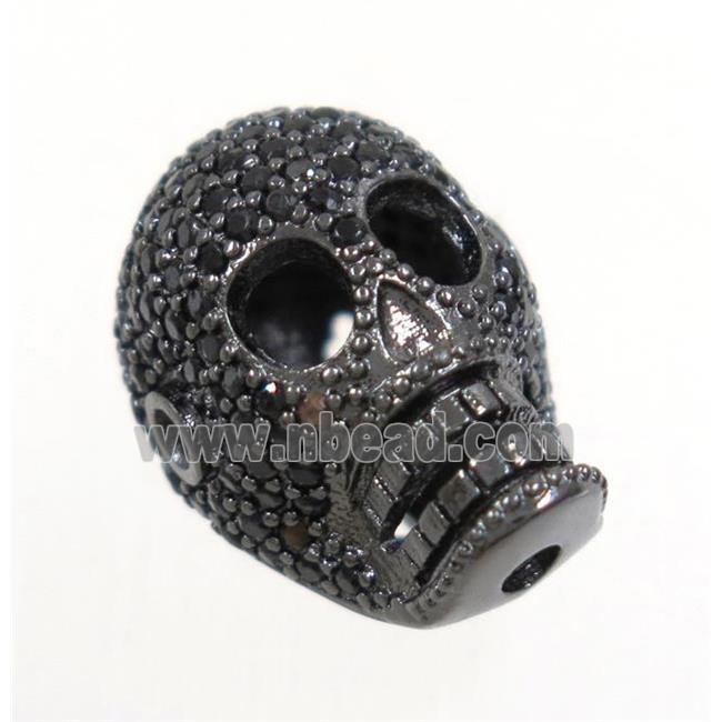 copper skull beads paved zircon, black plated