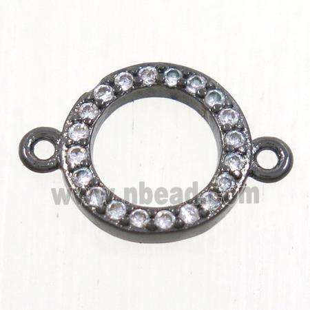 copper circle connector paved zircon, black plated