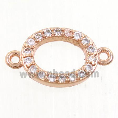 copper oval connector paved zircon, rose gold