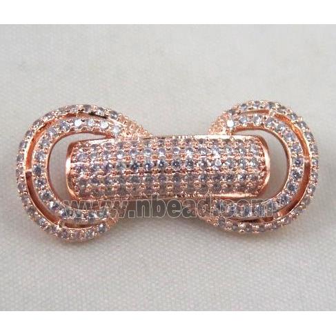 copper clasp paved zircon, rose gold plated